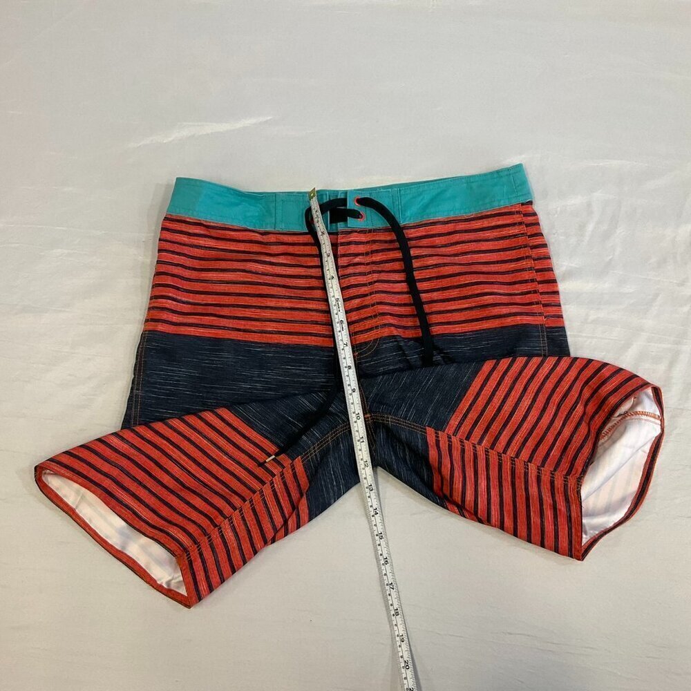 RVCA Striped Board Shorts Orange Blue Black Swim Trunks Size 30 - Picture 5 of 8